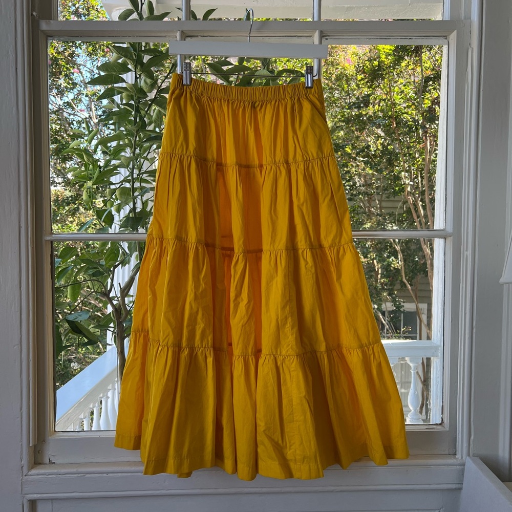 J. Crew Tiered Pull-on Maxi Skirt Yellow Size XS